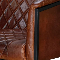 Halbrunder Tischsessel in Braun Leder - Liva