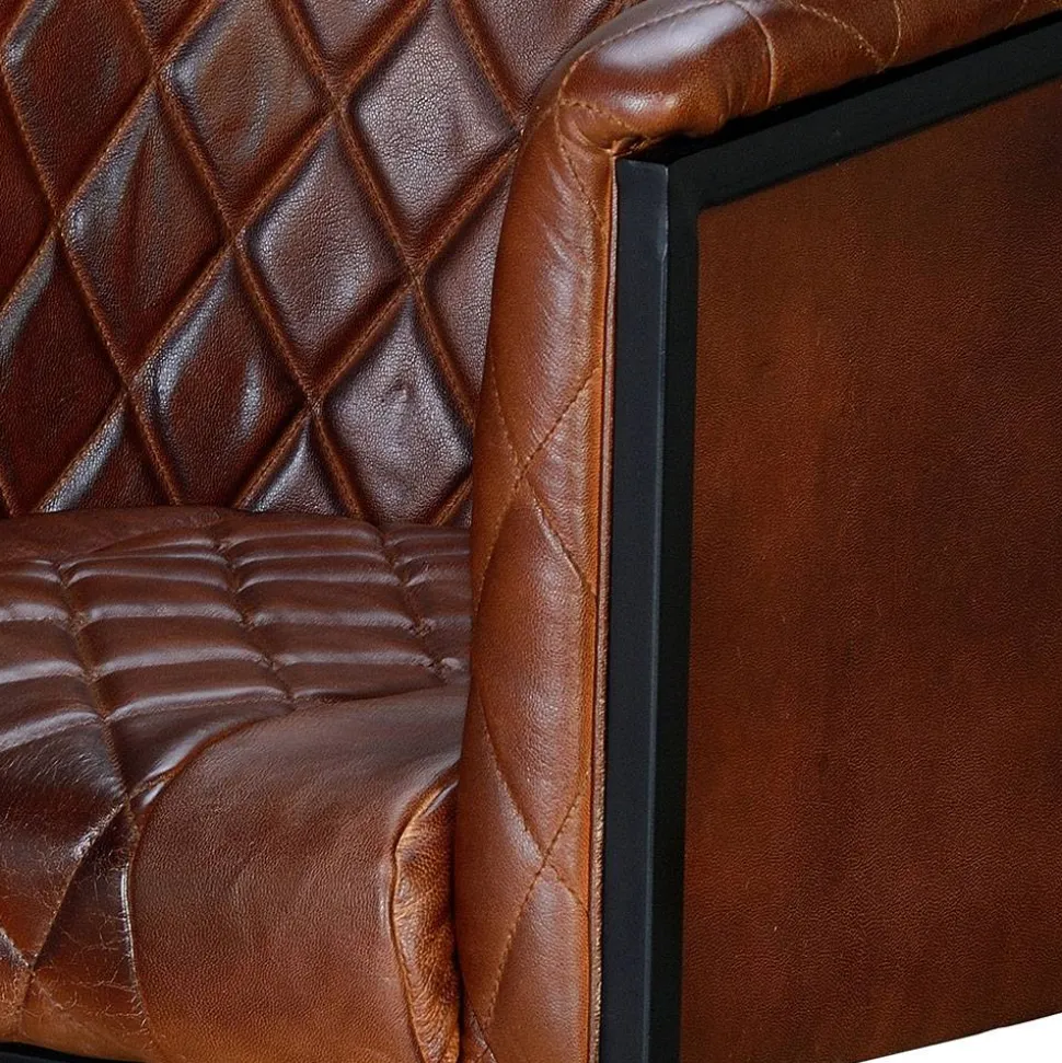 Halbrunder Tischsessel in Braun Leder - Liva