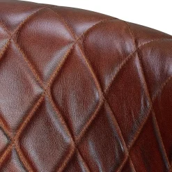 Halbrunder Tischsessel in Braun Leder - Liva