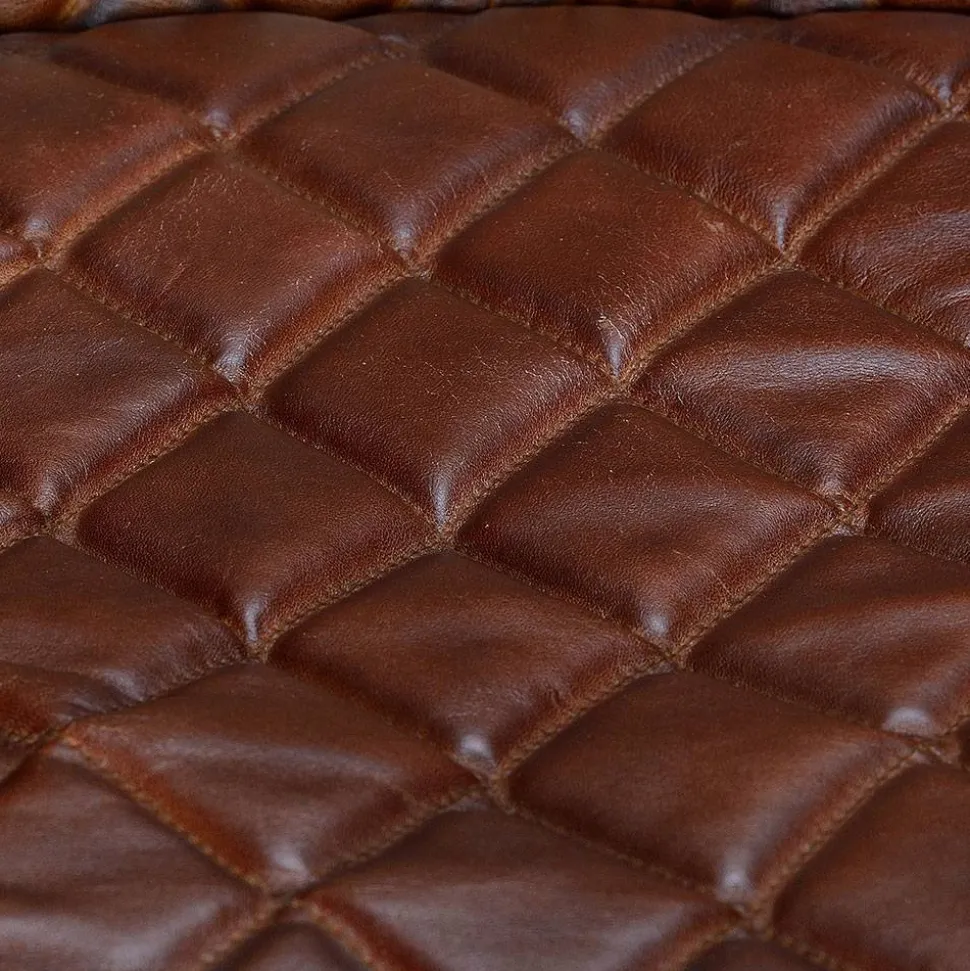 Halbrunder Tischsessel in Braun Leder - Liva