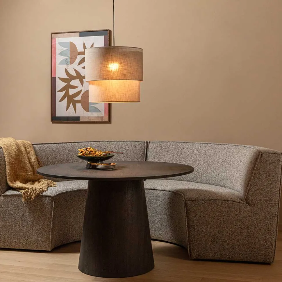 Halbrundes Esstisch-Sofa in Beigegrau meliert - William