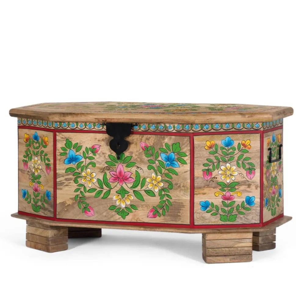 Handbemalte Holztruhe mit Blumen Motiven - Hectos