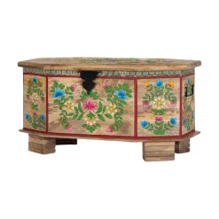 Handbemalte Holztruhe mit Blumen Motiven - Hectos