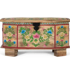 Handbemalte Holztruhe mit Blumen Motiven - Hectos