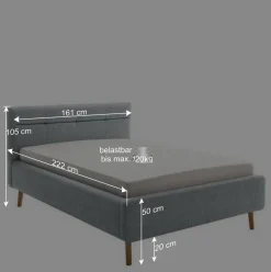 Hellblaues Polsterbett mit Bettkasten - Annelie