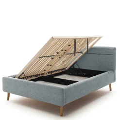 Hellblaues Polsterbett mit Bettkasten - Annelie