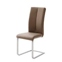 Hellbrauner Freischwinger Stuhl Carihm mit Kunstleder (4er Set)