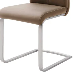 Hellbrauner Freischwinger Stuhl Carihm mit Kunstleder (4er Set)