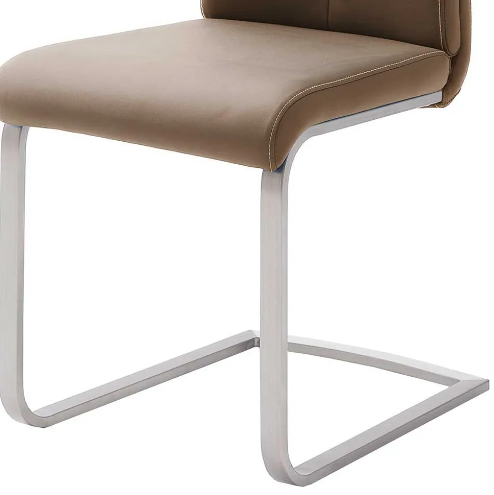 Hellbrauner Freischwinger Stuhl Carihm mit Kunstleder (4er Set)