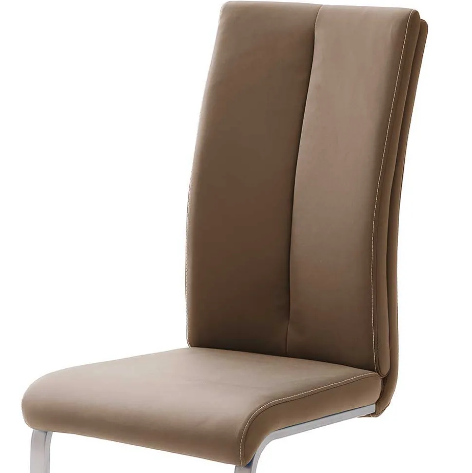 Hellbrauner Freischwinger Stuhl Carihm mit Kunstleder (4er Set)