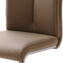 Hellbrauner Freischwinger Stuhl Carihm mit Kunstleder (4er Set)