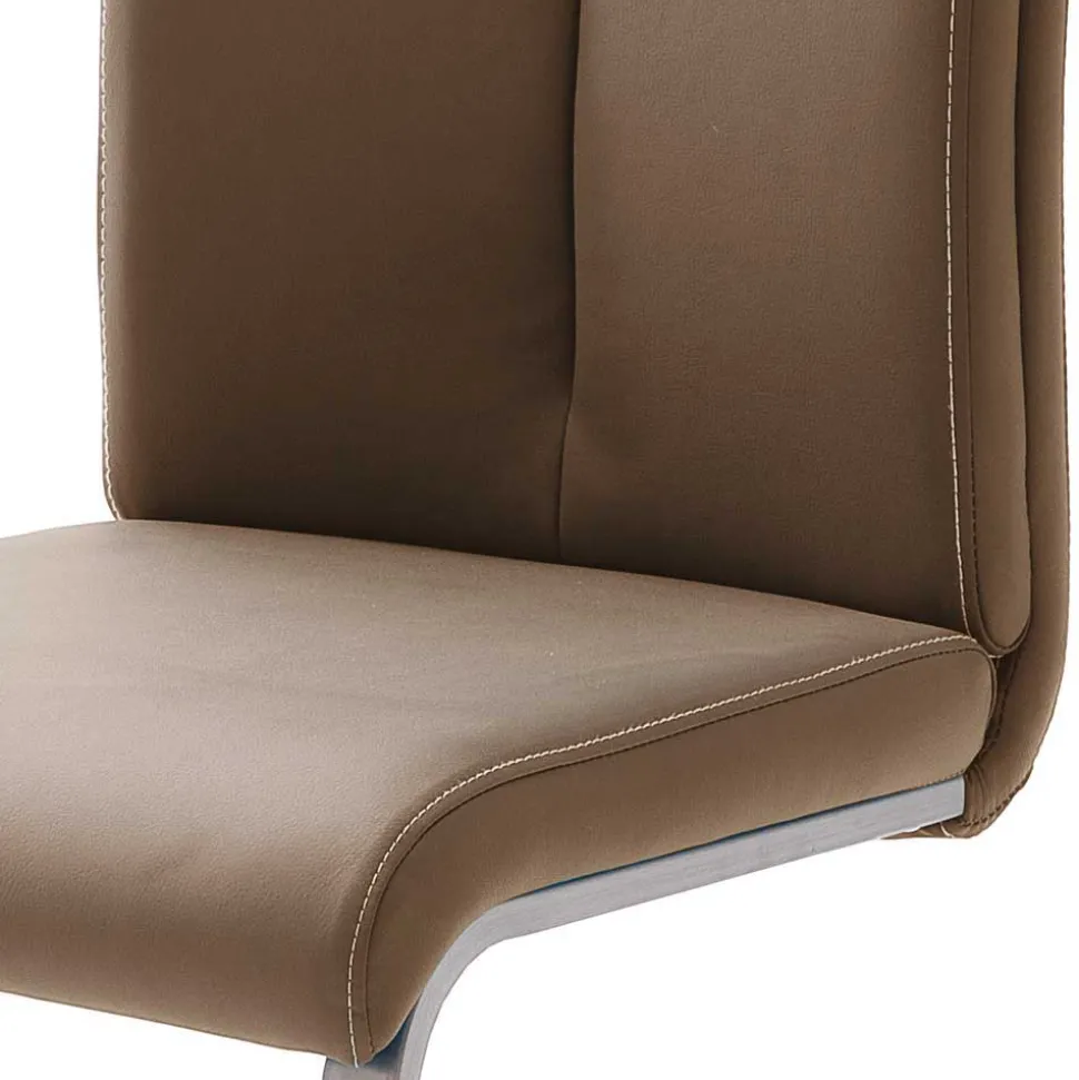 Hellbrauner Freischwinger Stuhl Carihm mit Kunstleder (4er Set)