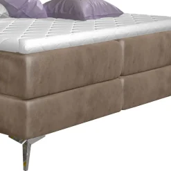 Hellbraunes Boxbett mit Samtbezug - Gelvino