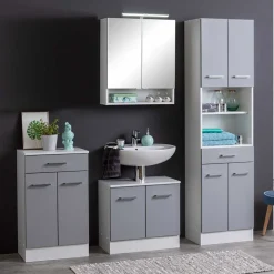 Helle Badmöbel als Set in Grau Front - Girios (vierteilig)