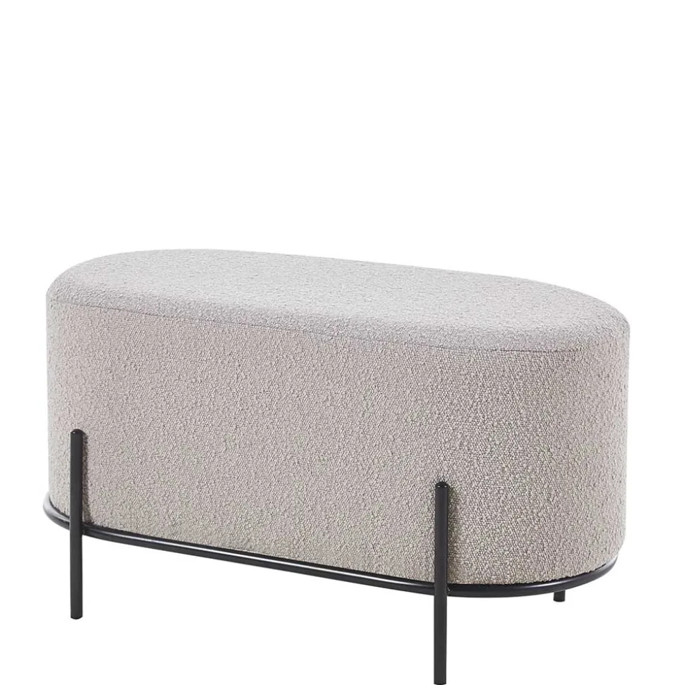 Heller Hocker in Taupe Boucle - ovale Form - Lirodicos