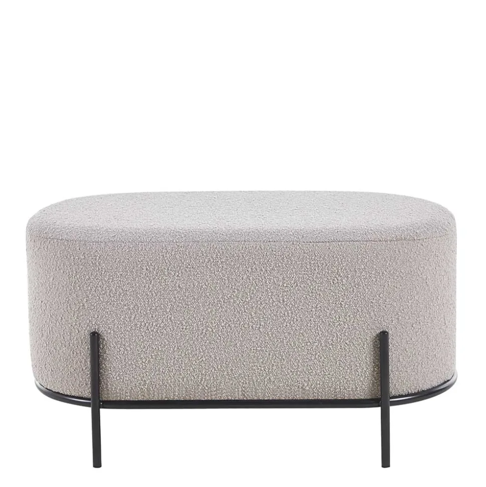 Heller Hocker in Taupe Boucle - ovale Form - Lirodicos