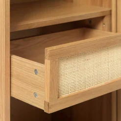 Helles Highboard mit Glas in Natur - Saltenas