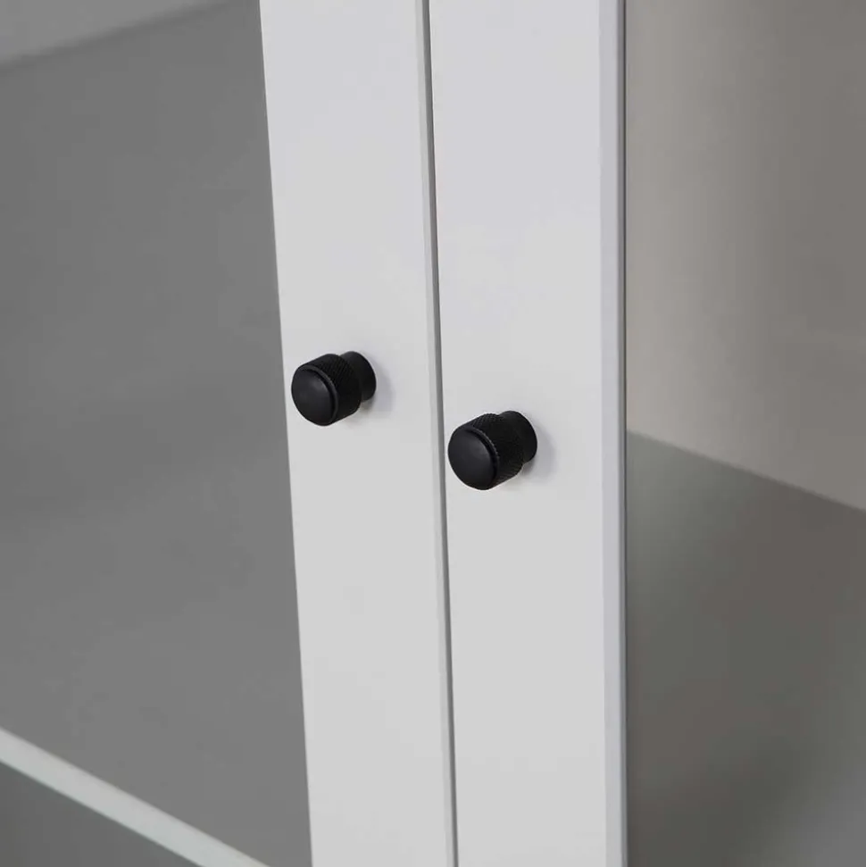 Hellgraue Vitrine aus Kiefer - 2-türig - Luvega