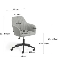 Hellgrauer Bürostuhl mit Armlehnen - Ubinro