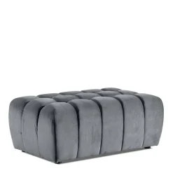 Hellgrauer Polsterhocker mit Samtbezug - Grosky