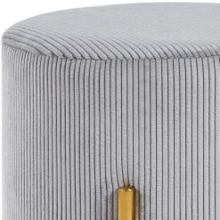 Hellgrauer Polsterhocker mit Cord Bezug - Promo