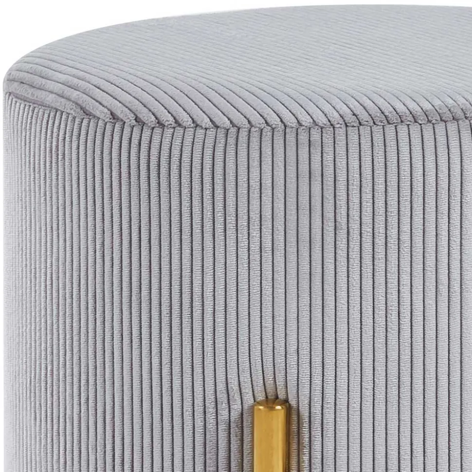 Hellgrauer Polsterhocker mit Cord Bezug - Promo