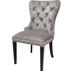 Hellgrauer Polsterstuhl mit Knöpfen & Nieten - Hokulani
