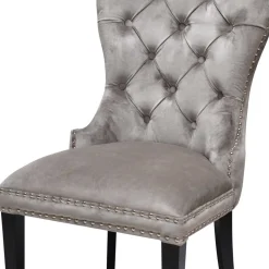 Hellgrauer Polsterstuhl mit Knöpfen & Nieten - Hokulani