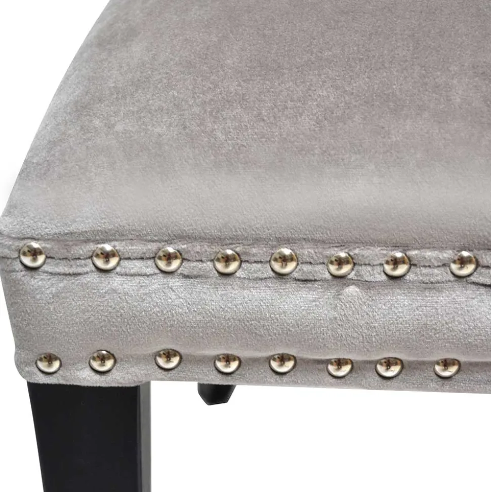 Hellgrauer Polsterstuhl mit Knöpfen & Nieten - Hokulani