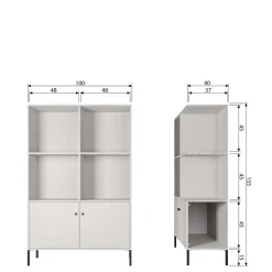 Hellgrauer Schrank mit vier Fächern - Rocca