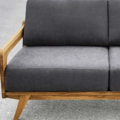 Hellgraues Stoff Sofa mit Wildeiche Gestell - Hardus