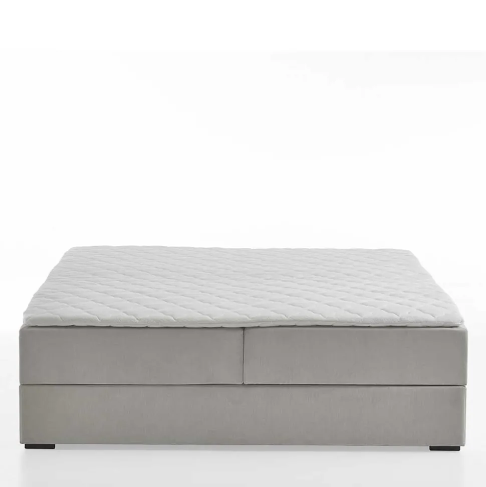 Hellgraues Stoffbett ohne Kopfteil mit Bettkasten - Craig