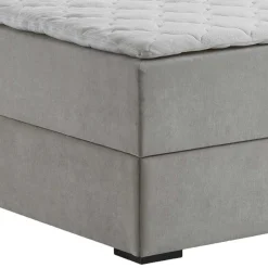 Hellgraues Stoffbett ohne Kopfteil mit Bettkasten - Craig