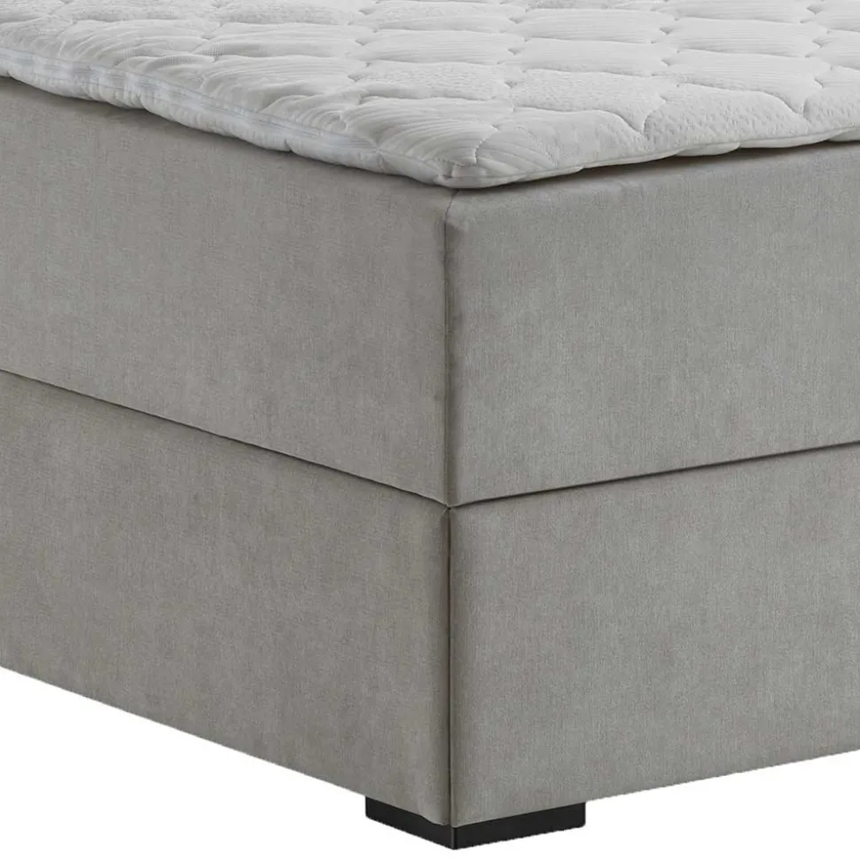 Hellgraues Stoffbett ohne Kopfteil mit Bettkasten - Craig