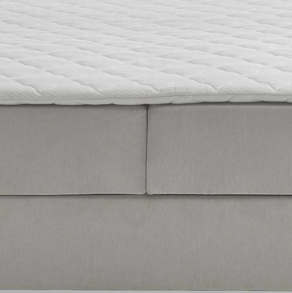 Hellgraues Stoffbett ohne Kopfteil mit Bettkasten - Craig