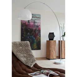 Höhenverstellbare Bogen-Leuchte in Weiß & Chrom - Gozoa