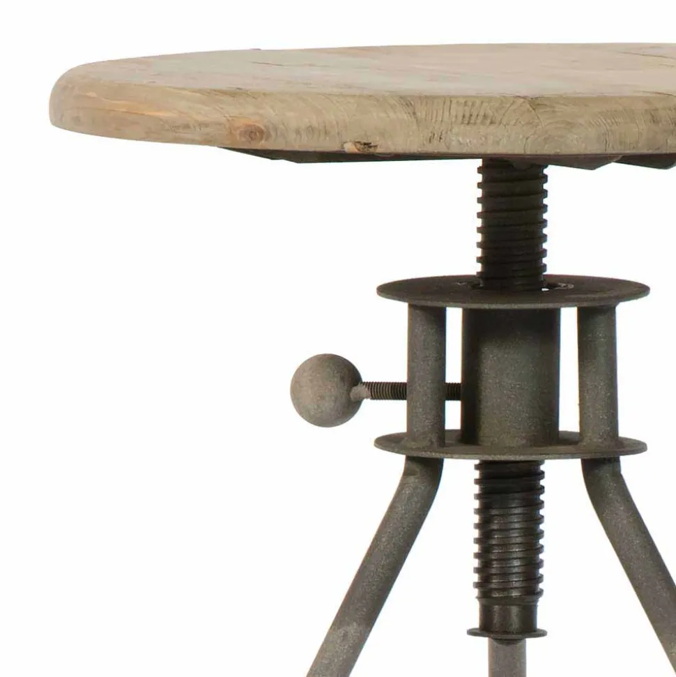 Höhenverstellbarer Arbeitshocker Ashvills aus Altholz Pinie