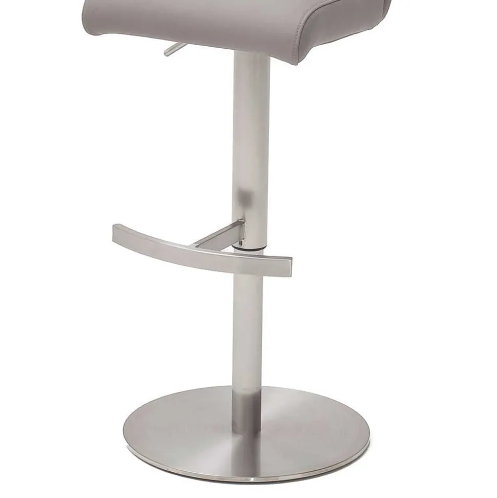 Höhenverstellbarer Barstuhl in Hellgrau Kunstleder Olivera & Edelstahl