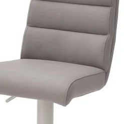 Höhenverstellbarer Barstuhl in Hellgrau Kunstleder Olivera & Edelstahl