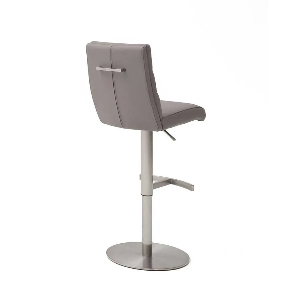Höhenverstellbarer Barstuhl in Hellgrau Kunstleder Olivera & Edelstahl