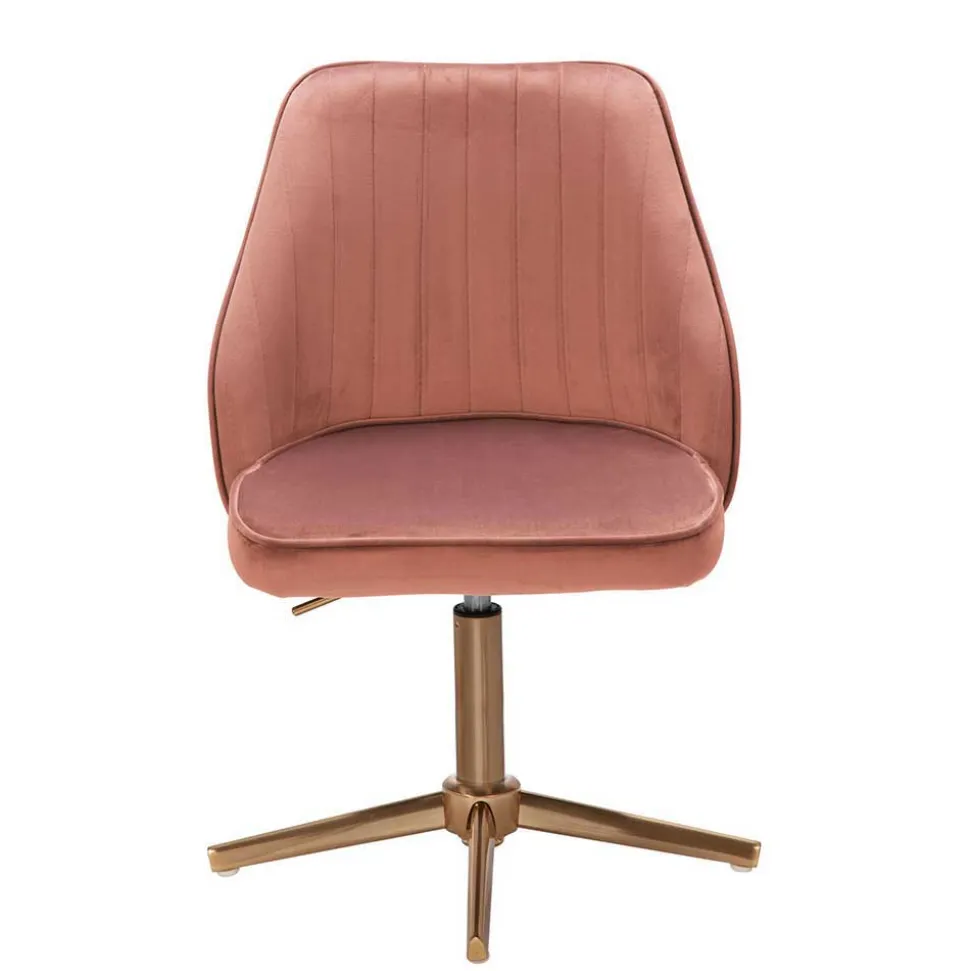 Höhenverstellbarer Bürostuhl in Rosa Samtbezug - Navanna