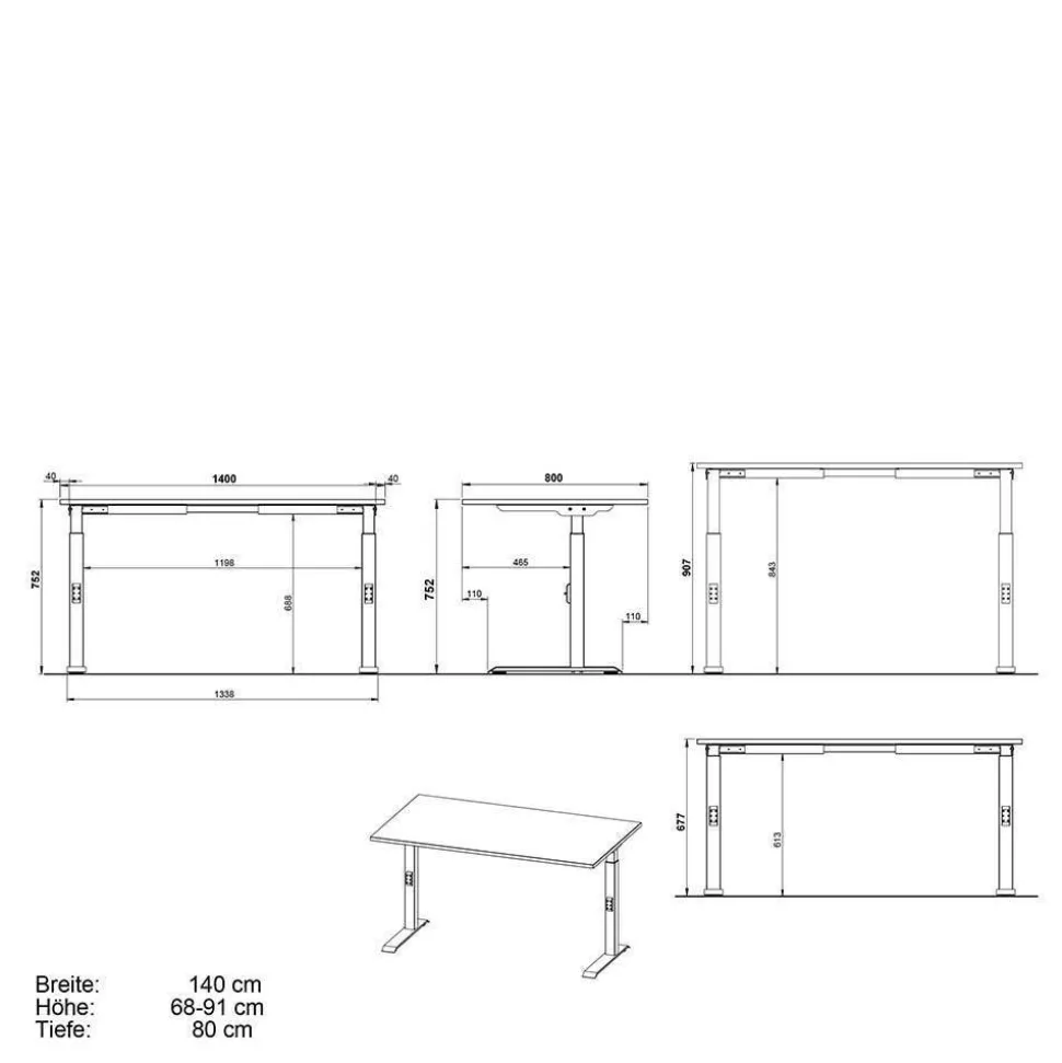 Höhenverstellbarer Officetisch elektrisch - Stellario