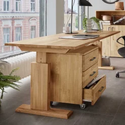Höhenverstellbarer Schreibtisch aus Wildeiche - Rosenna