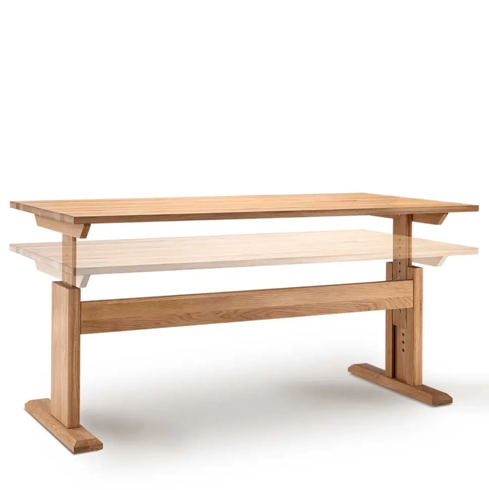 Höhenverstellbarer Schreibtisch aus Wildeiche - Rosenna