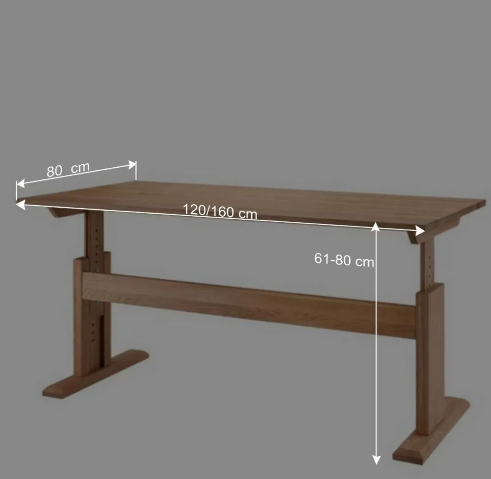 Höhenverstellbarer Schreibtisch aus Wildeiche - Rosenna