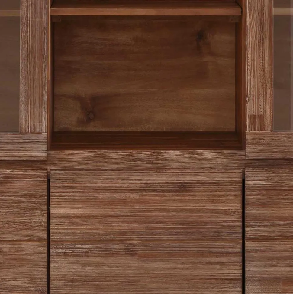 Highboard aus Akazie Massivholz und Glas - Ruffes