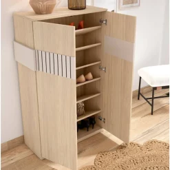 Highboard für Schuhe in Naturfarben Holzoptik - Ragusca