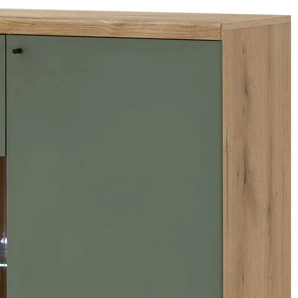 Highboard in Graugrün und Wildeiche - Oliva