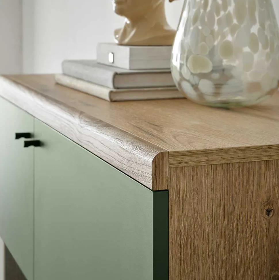 Highboard in Graugrün und Wildeiche - Oliva