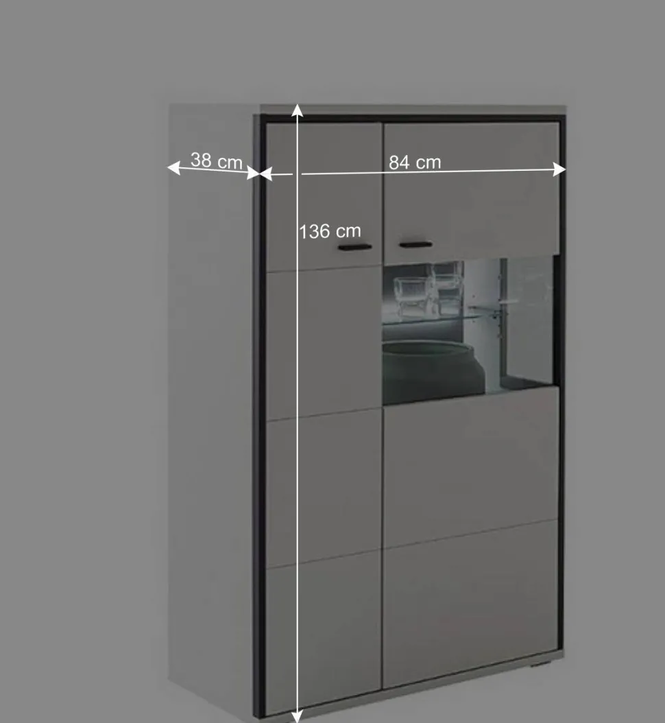 Highboard in Weiß und Schwarzgrau - Loazin
